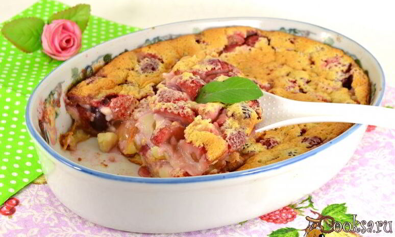 Рецепт клафути с черешней и клубникой