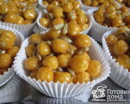 Конфеты из круглого корнфлекса с семечками и ирисками