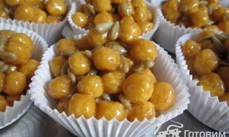 Рецепт конфеты из круглого корнфлекса с семечками и ирисками