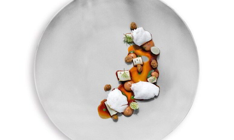 Рецепт щеки трески с кремом из водорослей