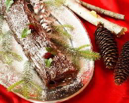 Шоколадное полено с кремом из каштанов и ягодами