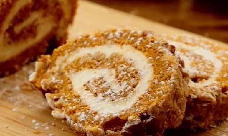 Рецепт тыквенный бисквитный рулет кремом