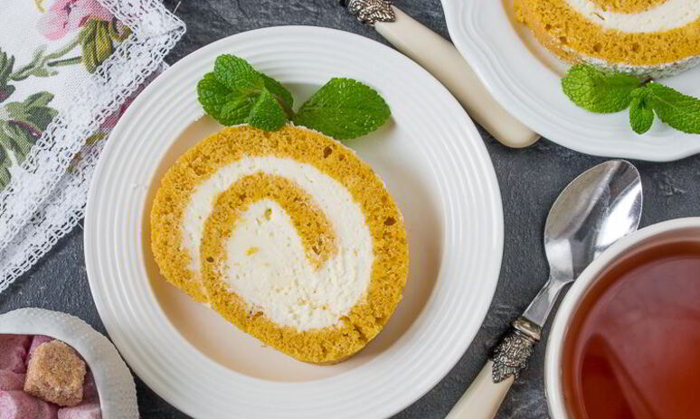 Рецепт тыквенный рулет с кремом из сливочного сыра