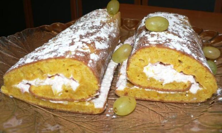 Рецепт тыквенный рулет с творожным кремом