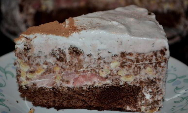 Рецепт шоколадный торт-мороженое с маршмэллоу и фундуком