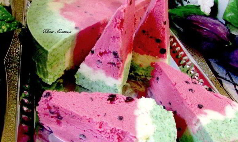 Рецепт торт-мороженое арбуз