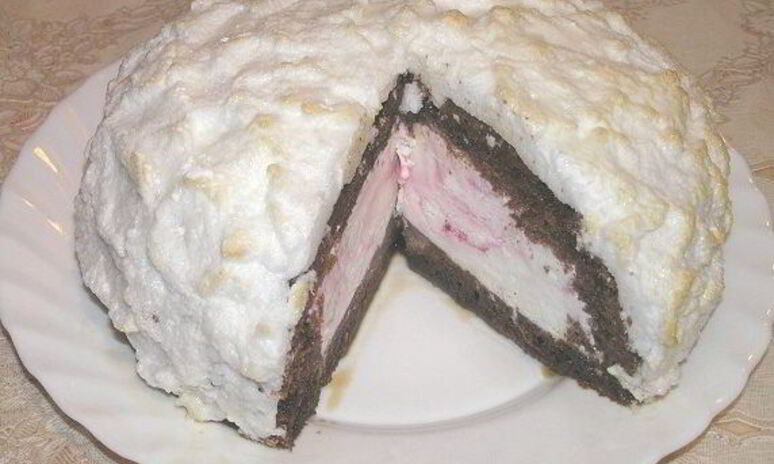 Рецепт вишневый торт-мороженое с шоколадным бисквитом
