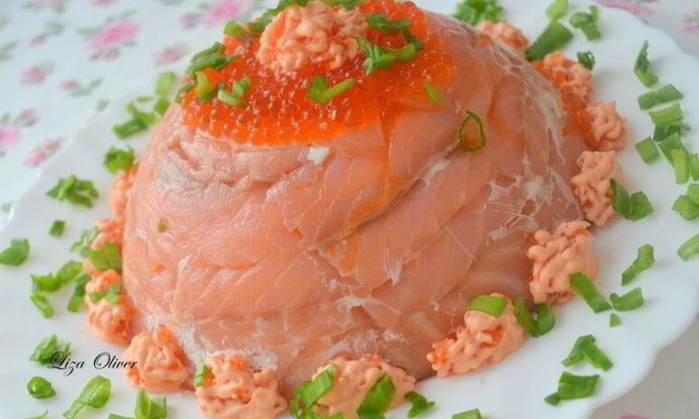 Рецепт праздничный цукотто из форели с нежнейшим креветочным муссом, огурцом и сливочным кремом