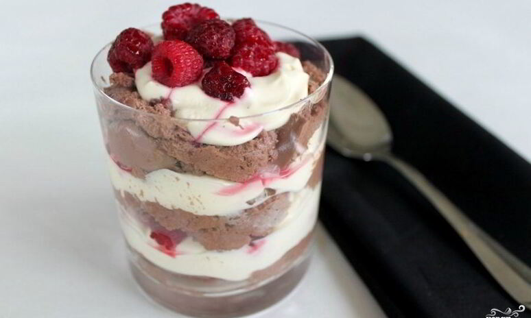 Рецепт шоколадный мусс с малиной