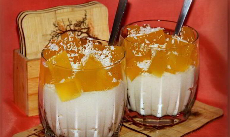 Рецепт творожно-яблочный мусс с апельсиновым желе