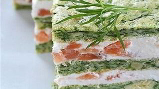 Закуска с соленой семгой и творожным муссом