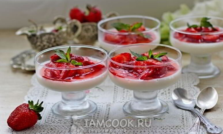 Рецепт панна котта с клубникой