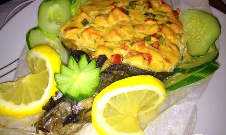 Рецепт сибас с творожно-сырным суфле и семгой