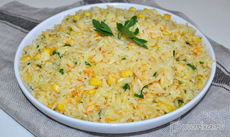 Рецепт гарнир из риса с кукурузой