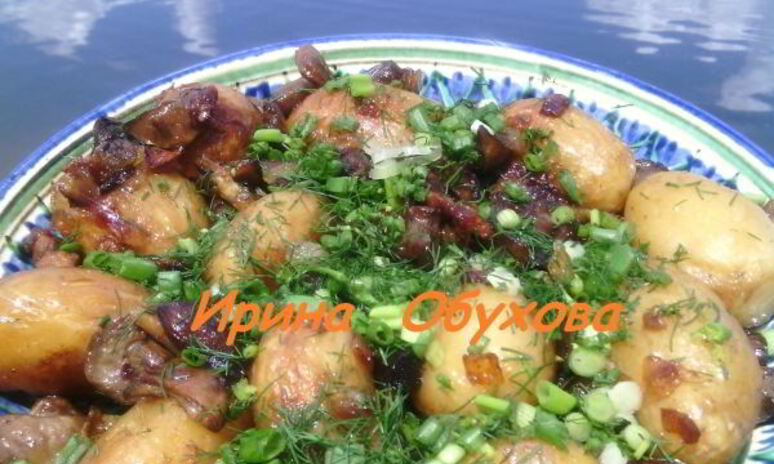 Рецепт картофель с грибами на мангале