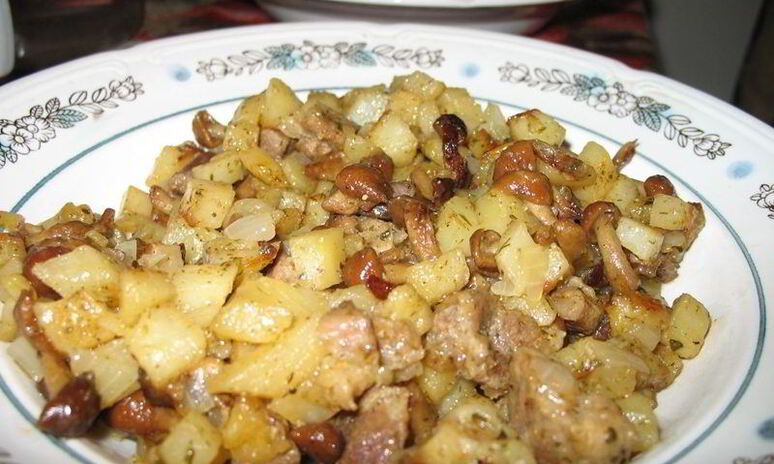 Рецепт картошка с грибами опятами жареная