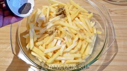 картошка с курицей и сыром в духовке