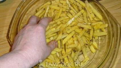 картошка с курицей и сыром в духовке