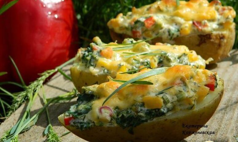 Рецепт молодой картофель с перцем и творожным сыром