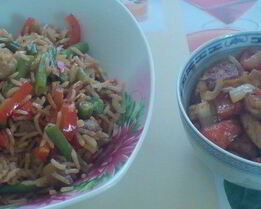 Рис чоп-шу и жареный тофу