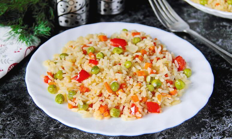 Рецепт рис с горохом и сладким перцем