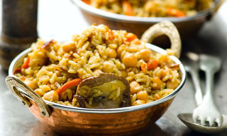 Рецепт рис с индейкой и грибами