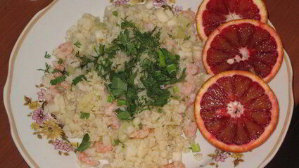 рис с креветками и грушей