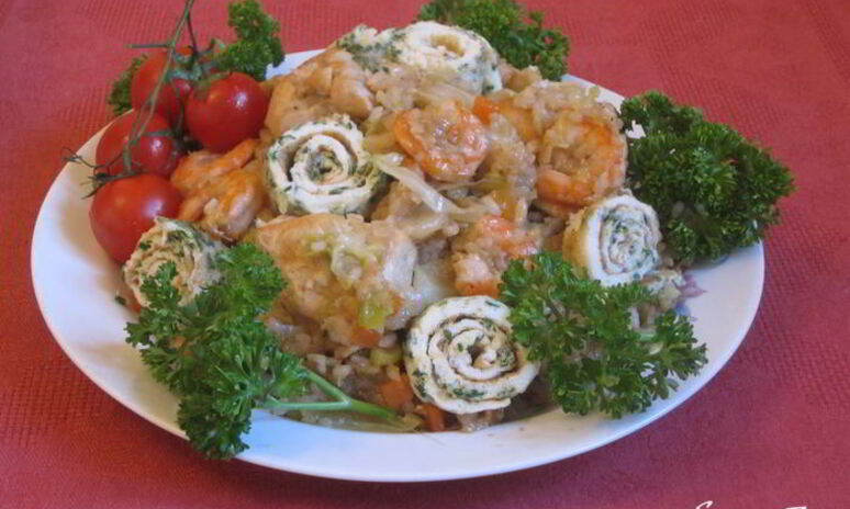 Рецепт рис с курицей и овощами летние фантазии