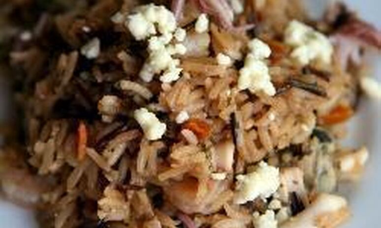Рецепт жаренный рис с морепродуктами и горганзолой