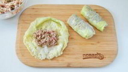 голубцы из молодой капусты с фаршем и чечевицей