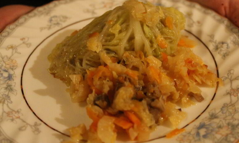 Рецепт голубцы из савойской капусты с грибами без мяса