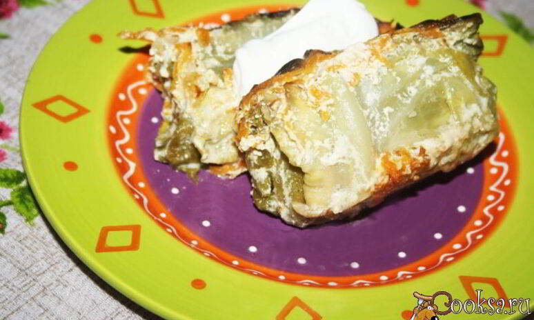 Рецепт голубцы с индюшатиной, запеченные в сметанном соусе