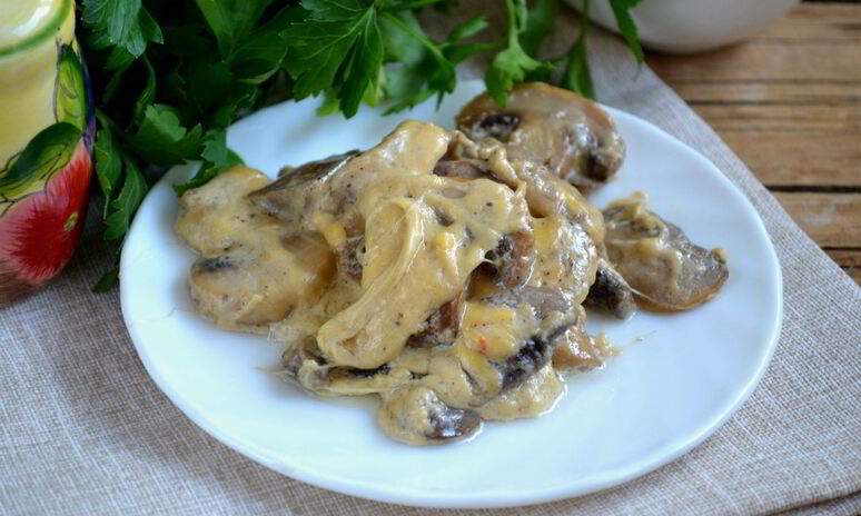 Рецепт грибы под сырным соусом