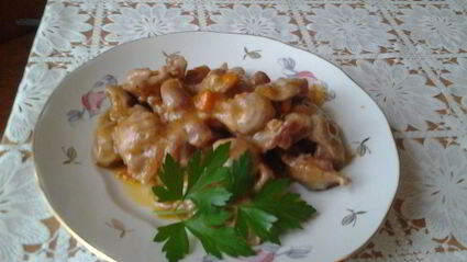 гуляш из куриных желудков