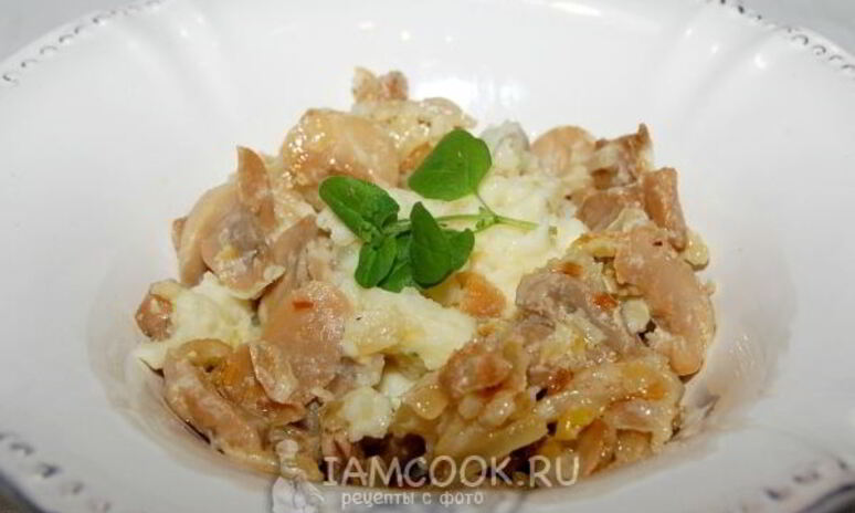 Рецепт картофельное пюре с жареными шампиньонами