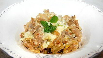 картофельное пюре с жареными шампиньонами