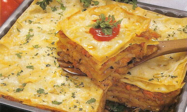 Рецепт лазанья с фаршем, капустой и острым сыром