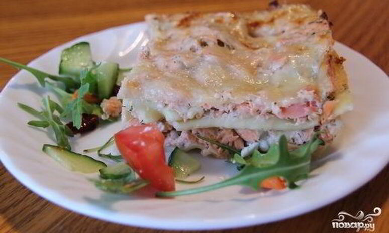 Рецепт лазанья с форелью