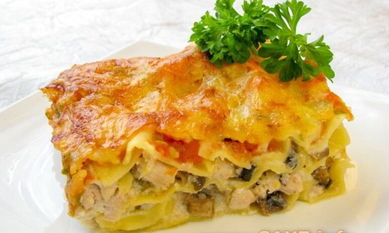 Рецепт лазанья с грибами и куриным филе