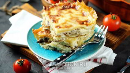 лазанья с грибами и сыром