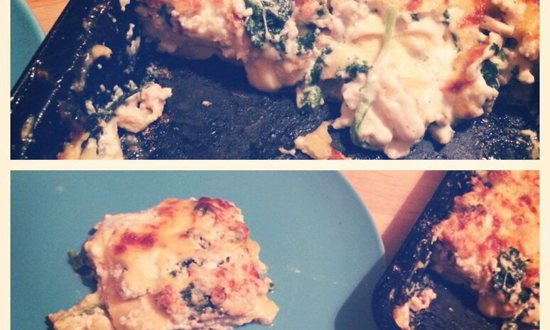 Рецепт румяная лазанья со шпинатом и курицей под соусом бешамель