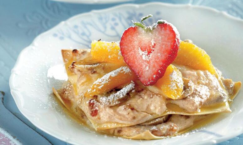 Рецепт сладкая фруктовая лазанья