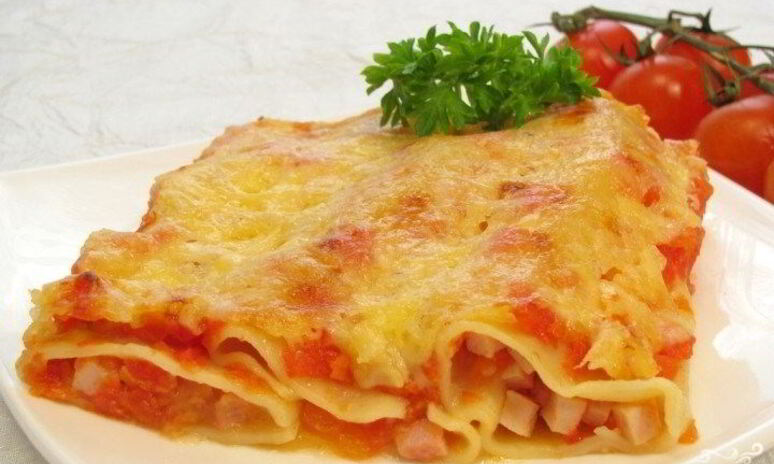 Рецепт каннеллони с беконом под томатным соусом