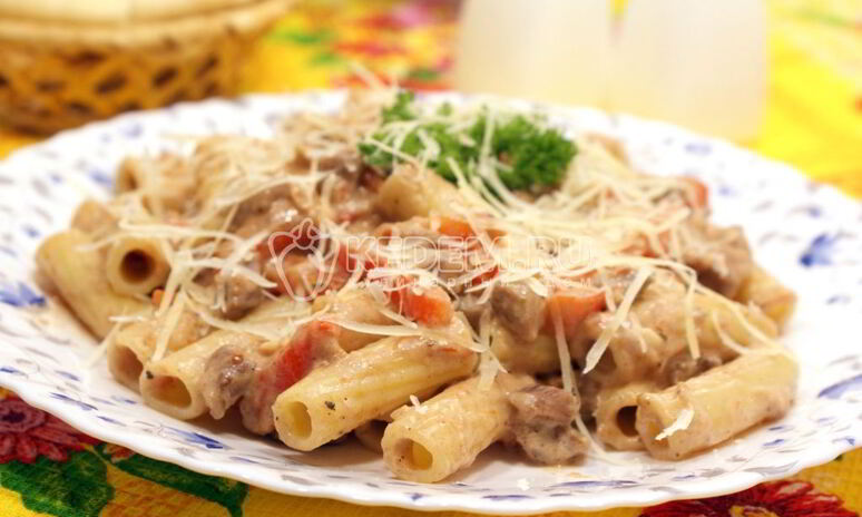 Рецепт макароны с мясом и овощами