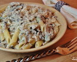 Макароны с опятами