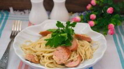 макароны с сосисками