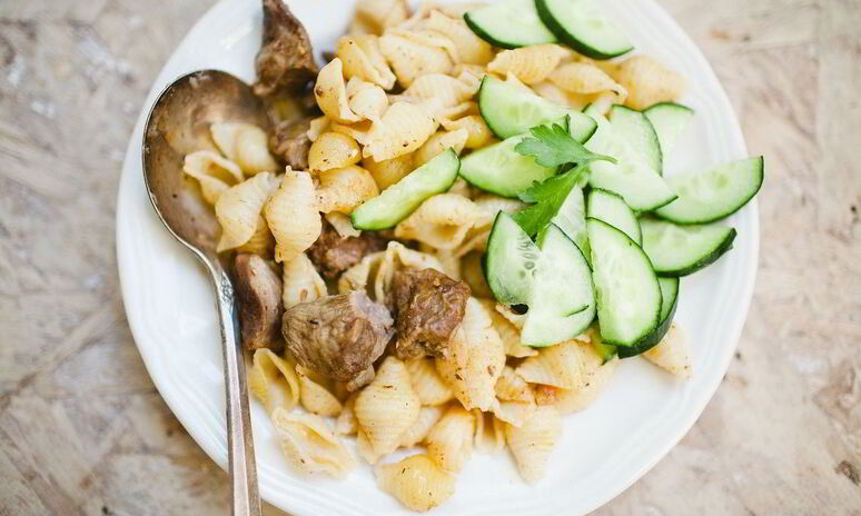 Рецепт макароны с тушеным мясом