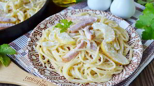 Неожиданные спагетти с коньяком