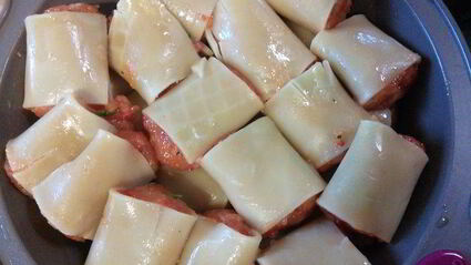 паккери, фаршированные под соусом бешамель со шпинатом