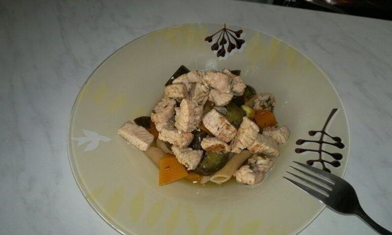 Рецепт паста с баклажаном, тыквой и индейкой